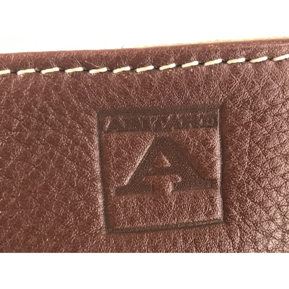 Abitare Briefcase‎ Document Bag Mens Brown Genuine Leather Top Handle Push Lock